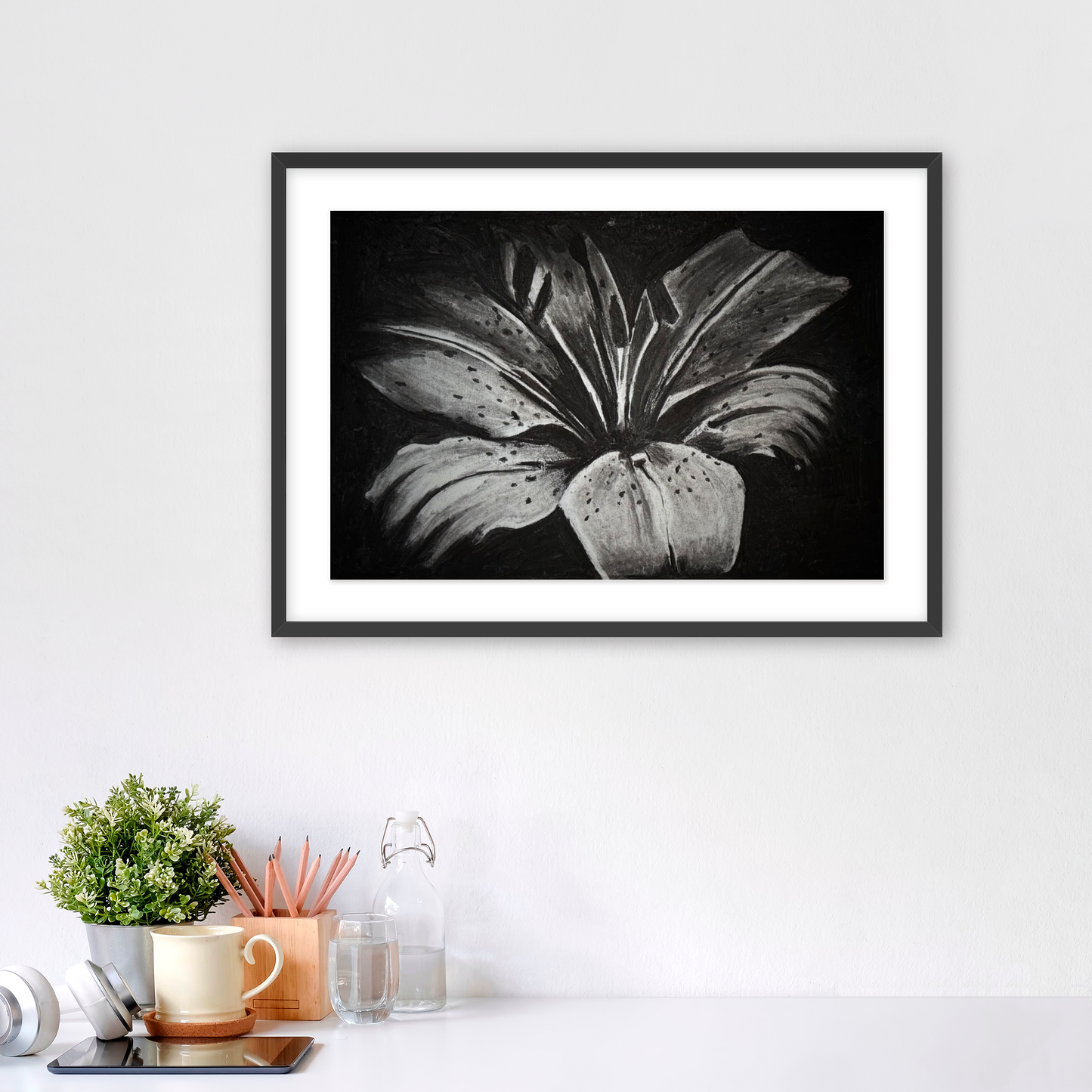 Charcoal Lily Print
